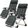 Zero Gravity Chair Set of 2 Gray Folding Recliner with Pillows and Cup Holder F32725