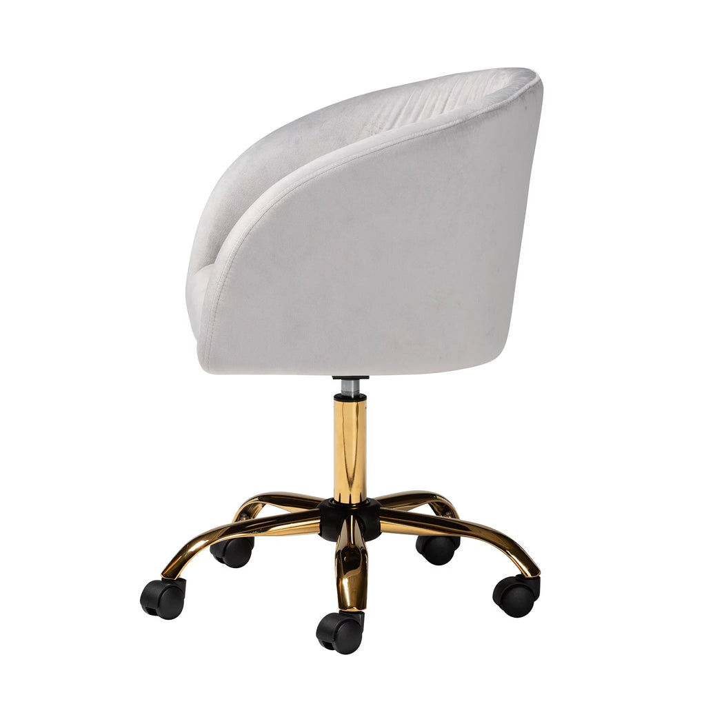Grey Velvet Gold Metal Swivel Office Chair U239