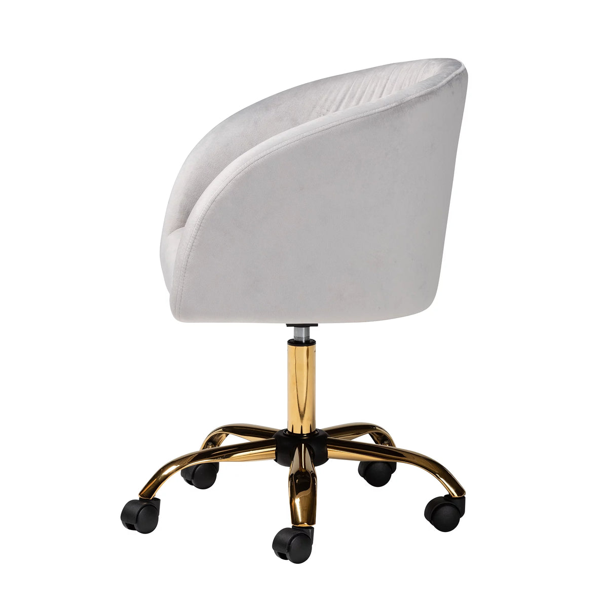 Grey Velvet Gold Metal Swivel Office Chair U239