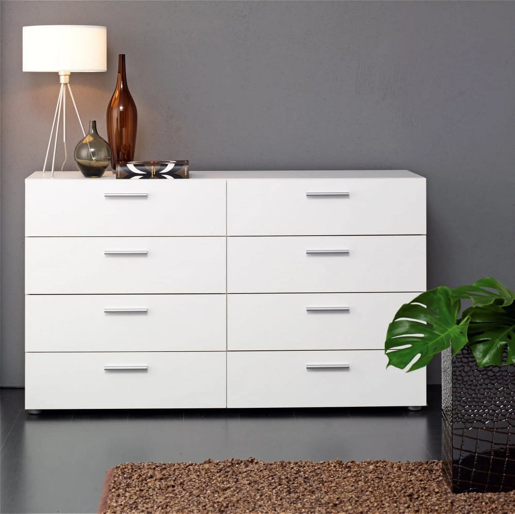 White 8 Drawer Double Dresser V608586