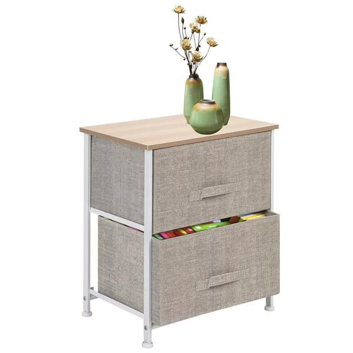 2 Drawer Fabric Nightstand O10664