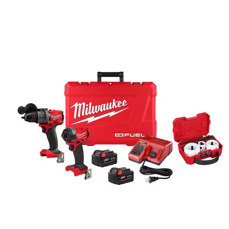 18-V Li-Ion Brushless Cordless Hammer Drill/Impact Driver Combo Kit (2-Tool) with Bi-Metal Hole Saw Set (11-Piece) E28908