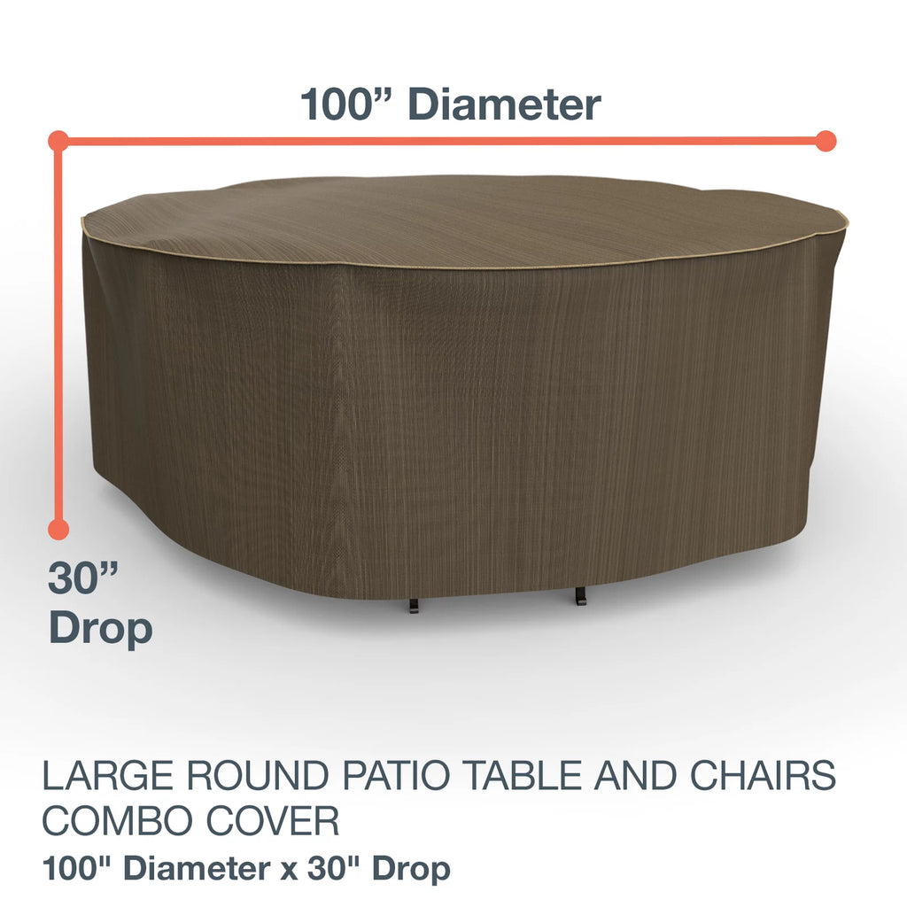 Black and Tan Patio Round Table/Chairs Cover Y87189