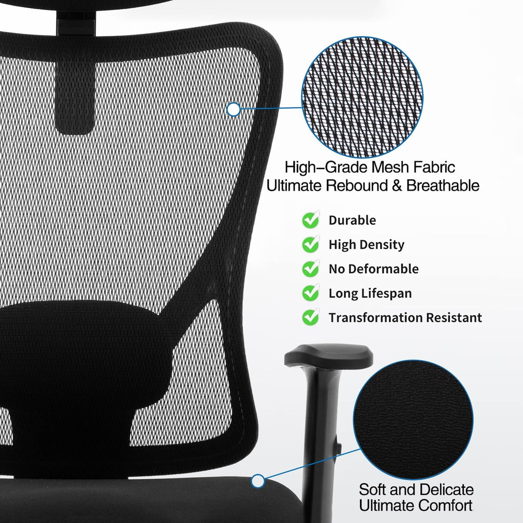 Ergonomic High Back Mesh Office Chair with Lumbar Support and Headrest Black S95244