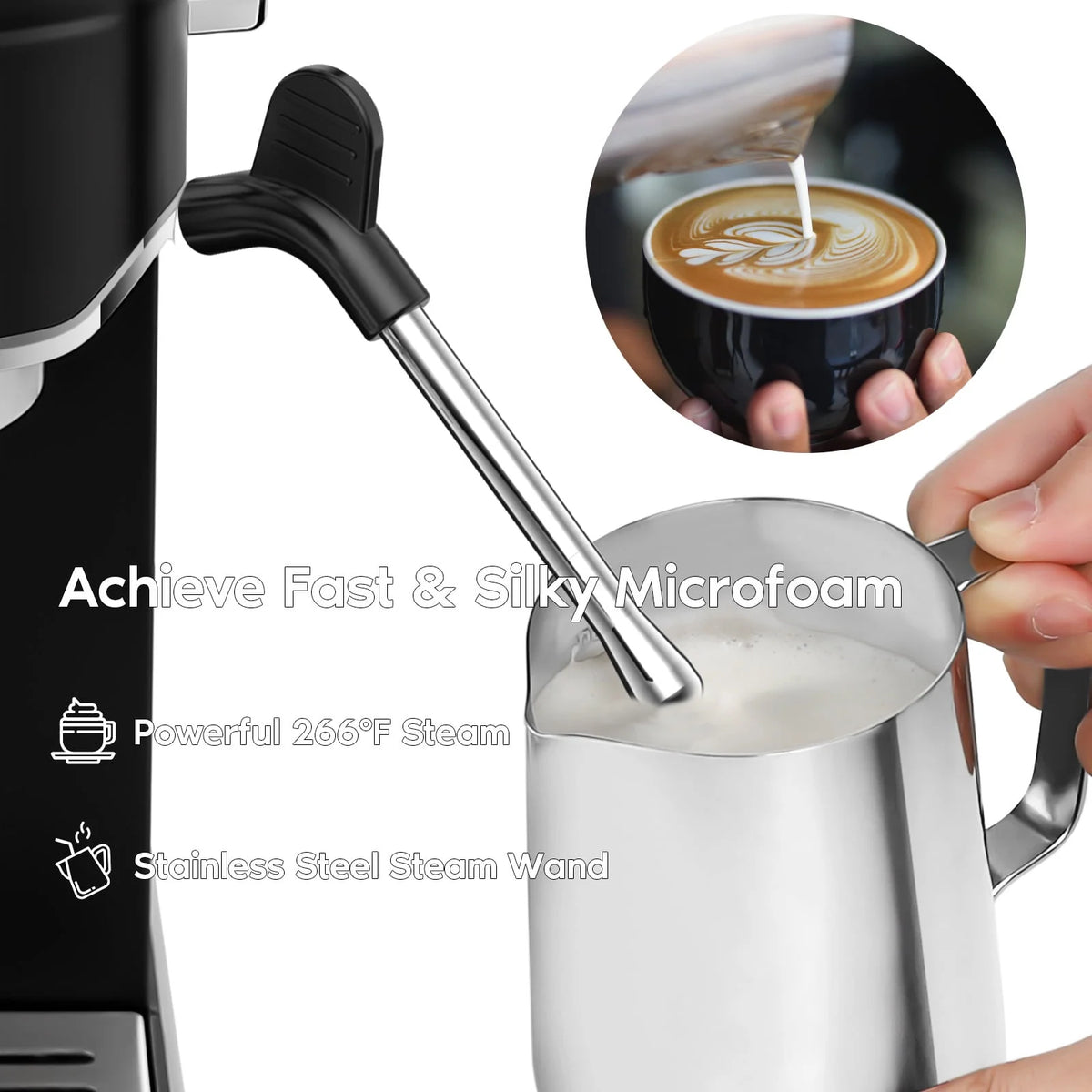 20 Bar Stainless Steel Espresso Machine with Milk Frother G721207