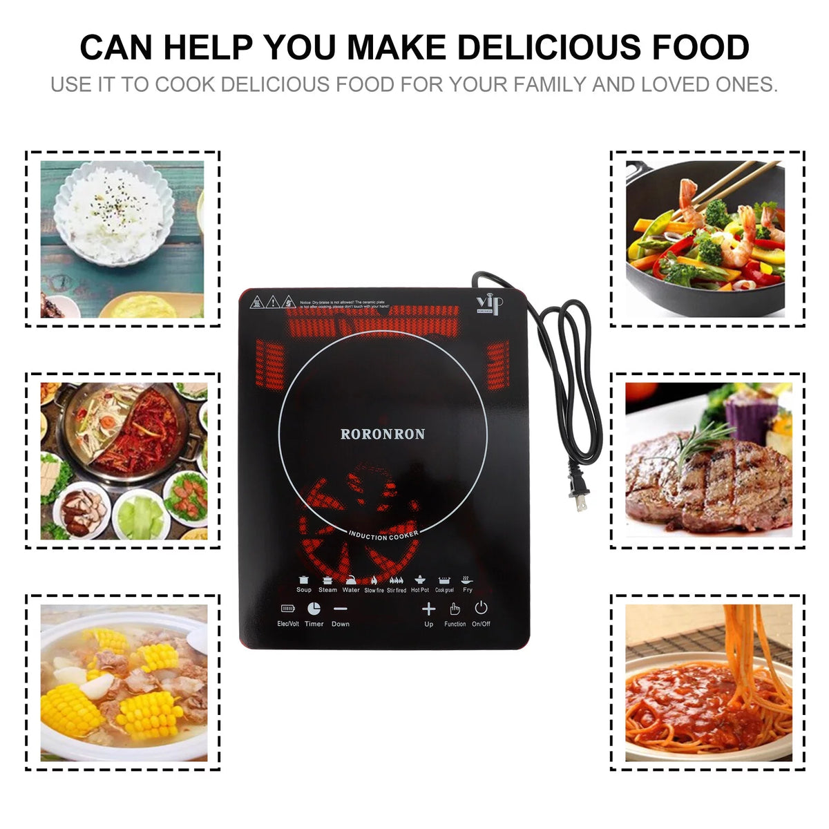 1000W Portable Induction Cooktop with Child Safety Lock & Timer S81758