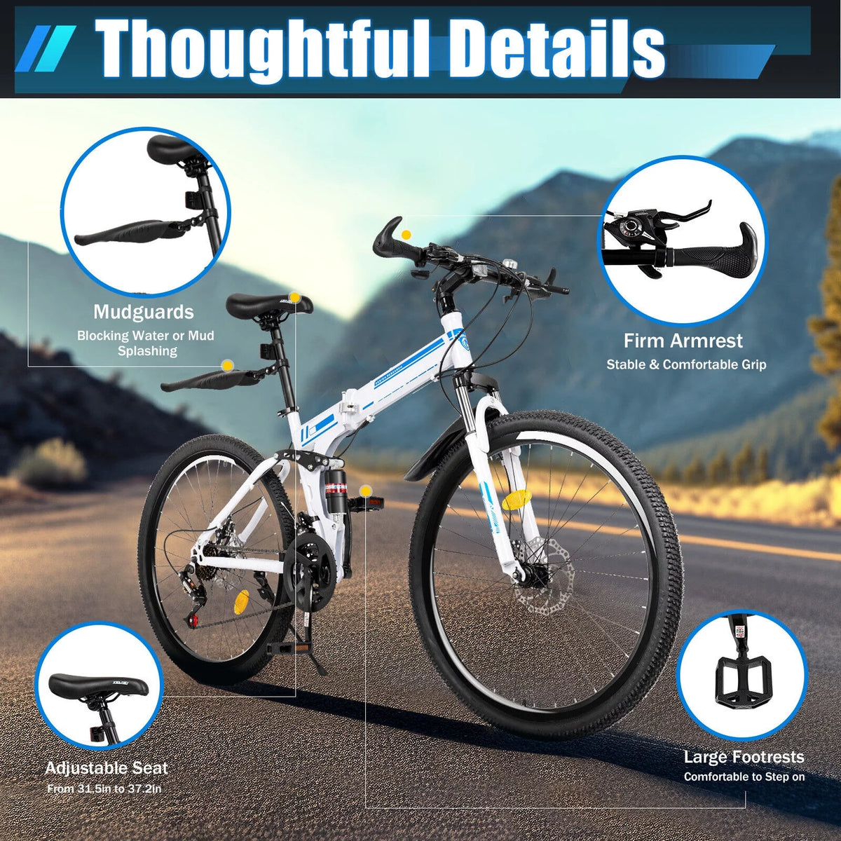 21-Speed Foldable Mountain Bike Z85174