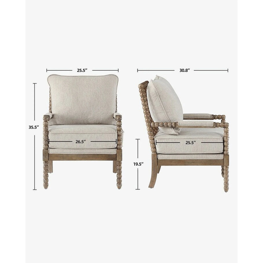 Linen Chenille Accent Chair Set with Wood Frame S460