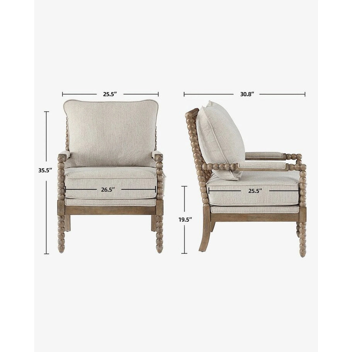 Linen Chenille Accent Chair Set with Wood Frame S460