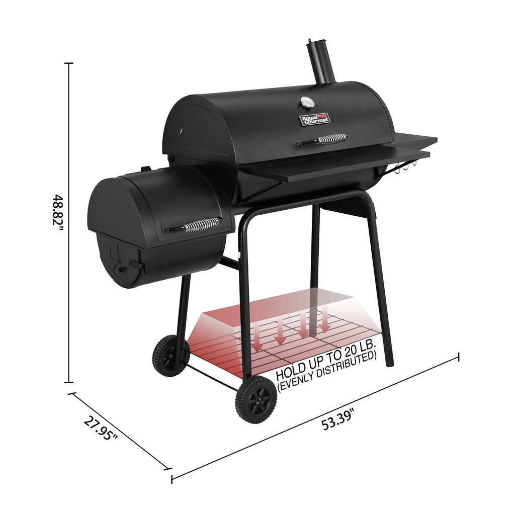 Steel Charcoal Grill with Offset Smoker A800