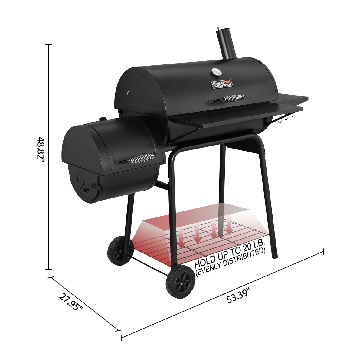 Steel Charcoal Grill with Offset Smoker A800