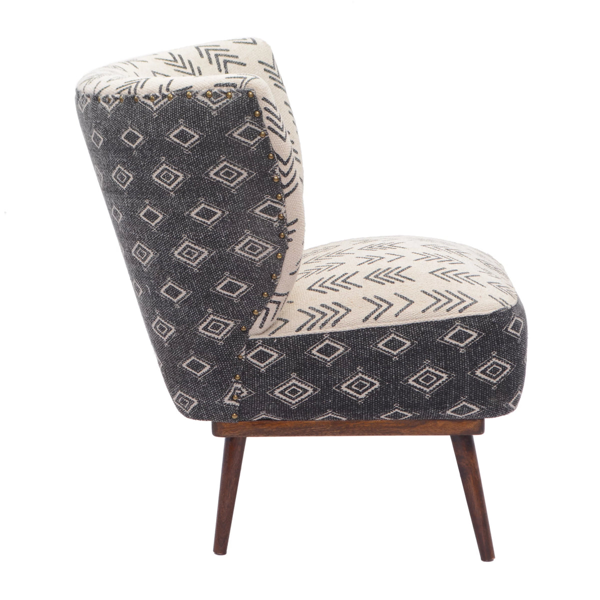 Cream Charcoal Accent Chair with Wooden Legs V93558