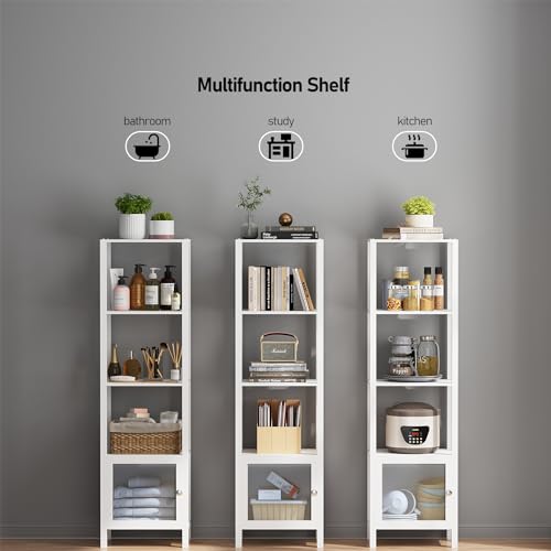 6 Tier Narrow Bookcase with Door H634664