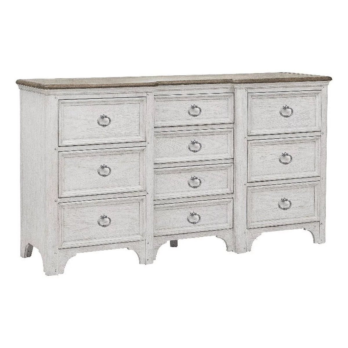 White 10 Drawer Wood Dresser S353