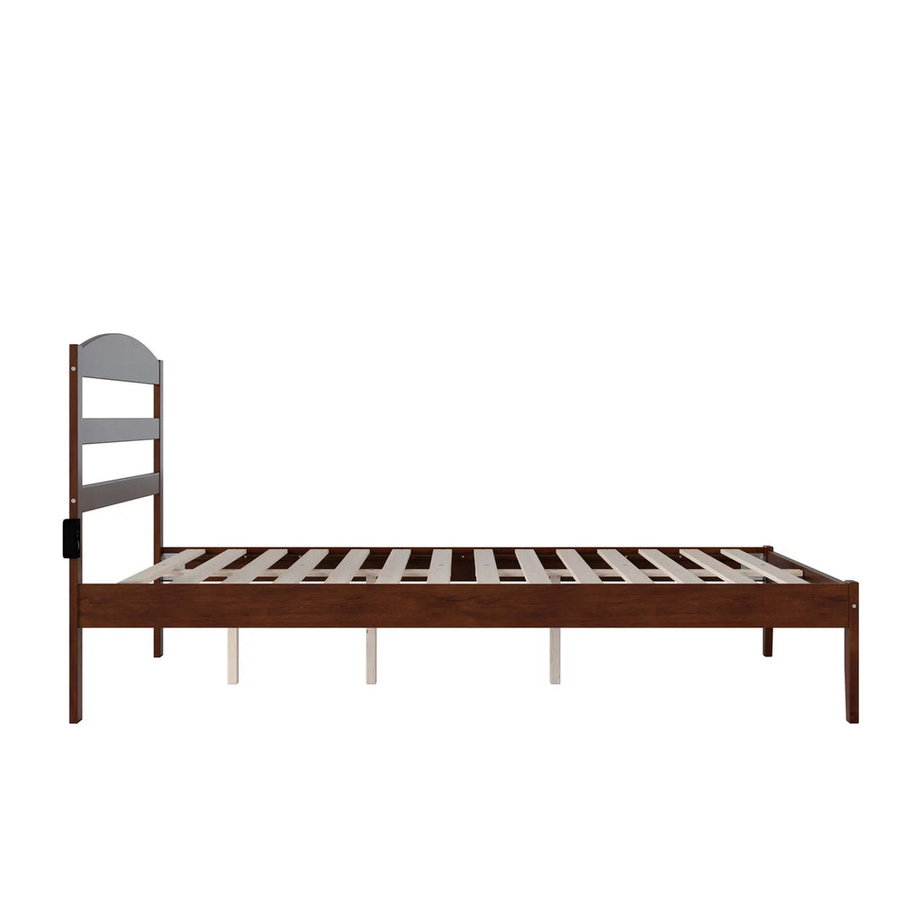 Queen Bed with USB Charger in Walnut Q478389