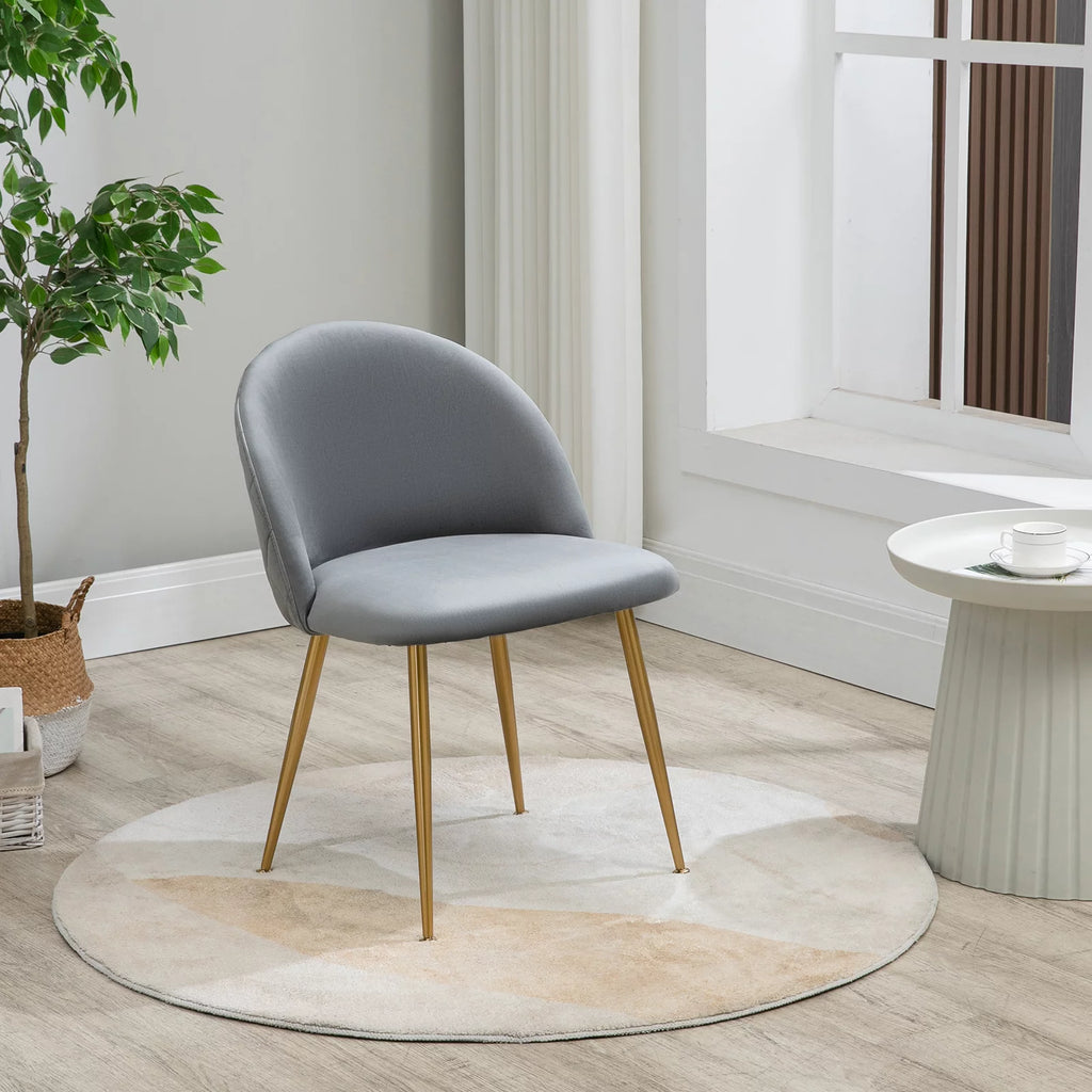 Set of 4 Grey Upholstered Velvet Dining Chairs O1269