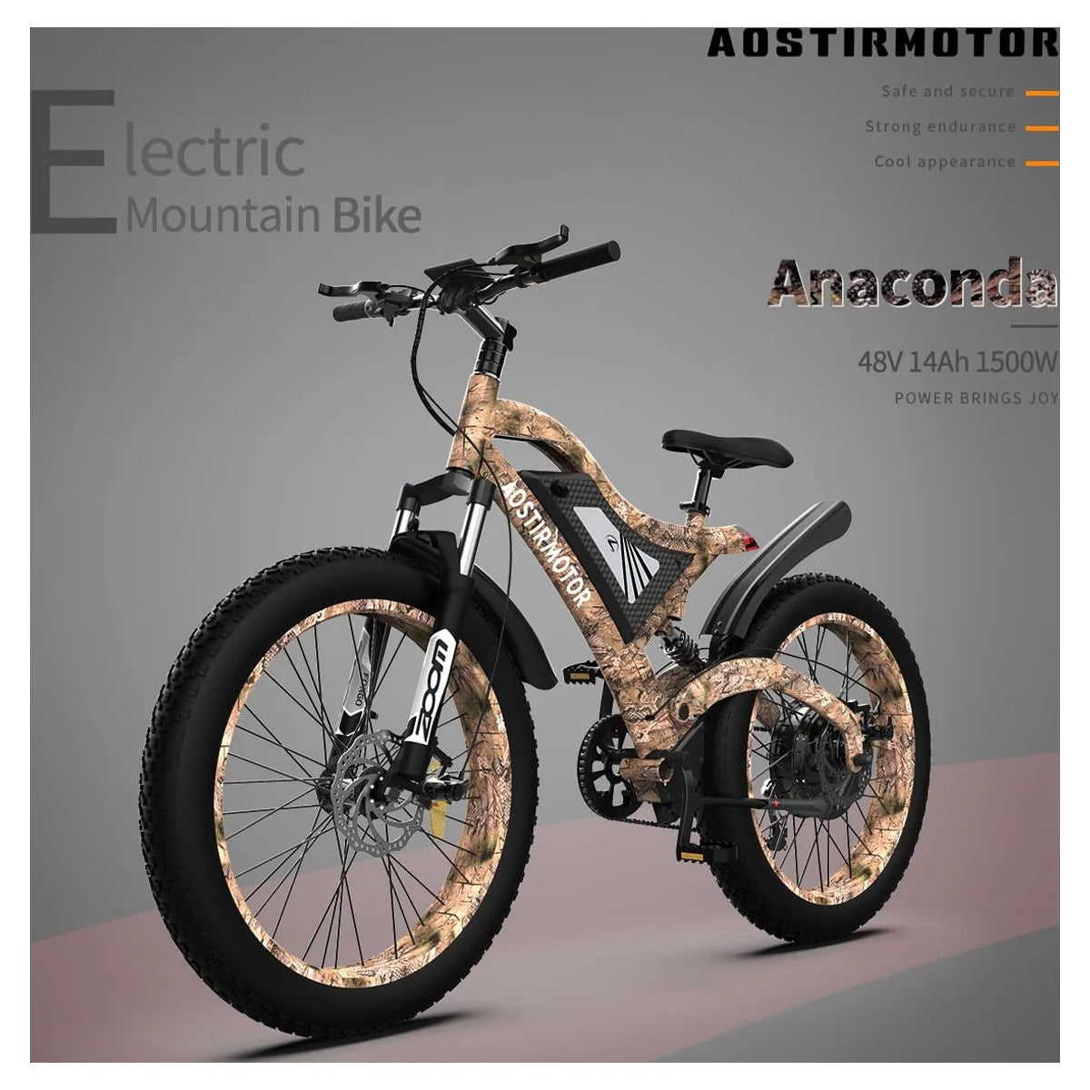 26" 1500W Fat Tire Electric Mountain Bike K52301