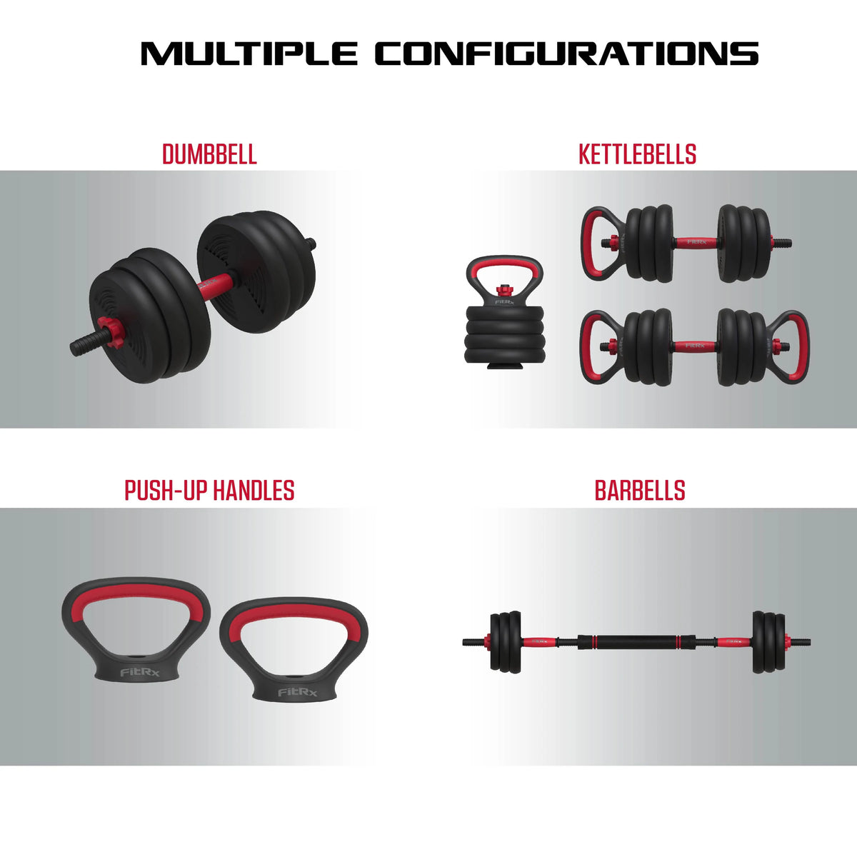 60 lbs Adjustable Dumbbell Barbell and Kettlebell Weight Set A529