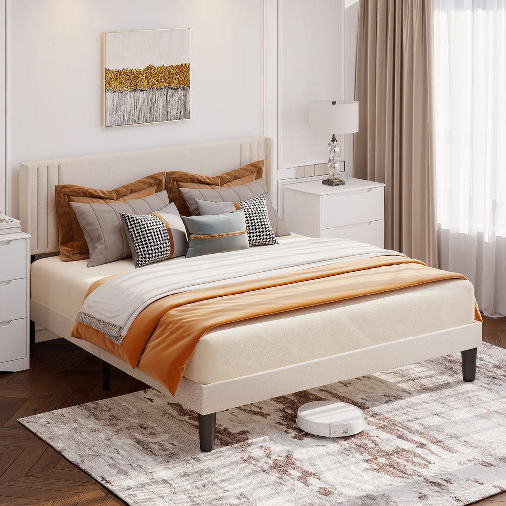 Queen Bed Frame with Wingback Headboard F102