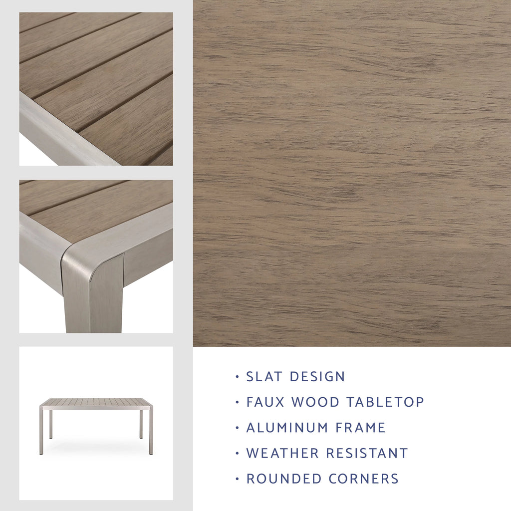 Outdoor Aluminum Dining Table with Faux Wood Top B92106