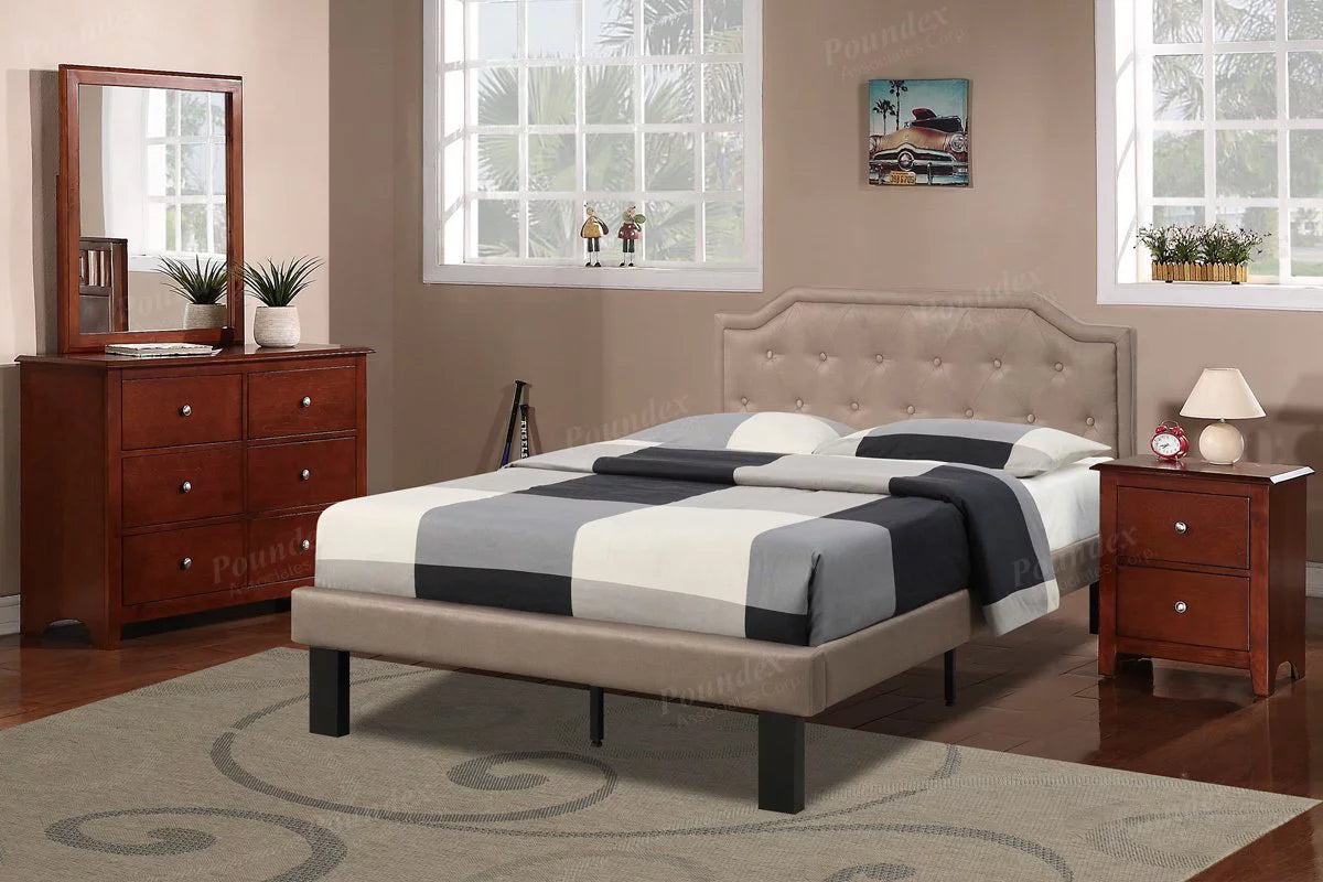 Tan Polyfabric Upholstered Twin Size Bed H328