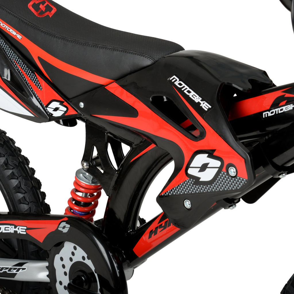 16 Kids Moto Bike with Training Wheels, Black/Red A763819