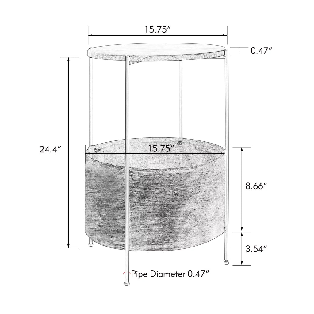 Round Wood Bedside Table with Storage Basket O6493