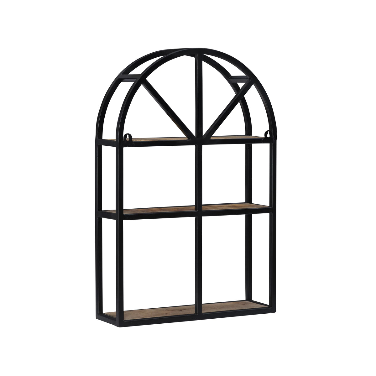 Black Metal Natural Mango Wood 3-Tier Wall Shelves L231