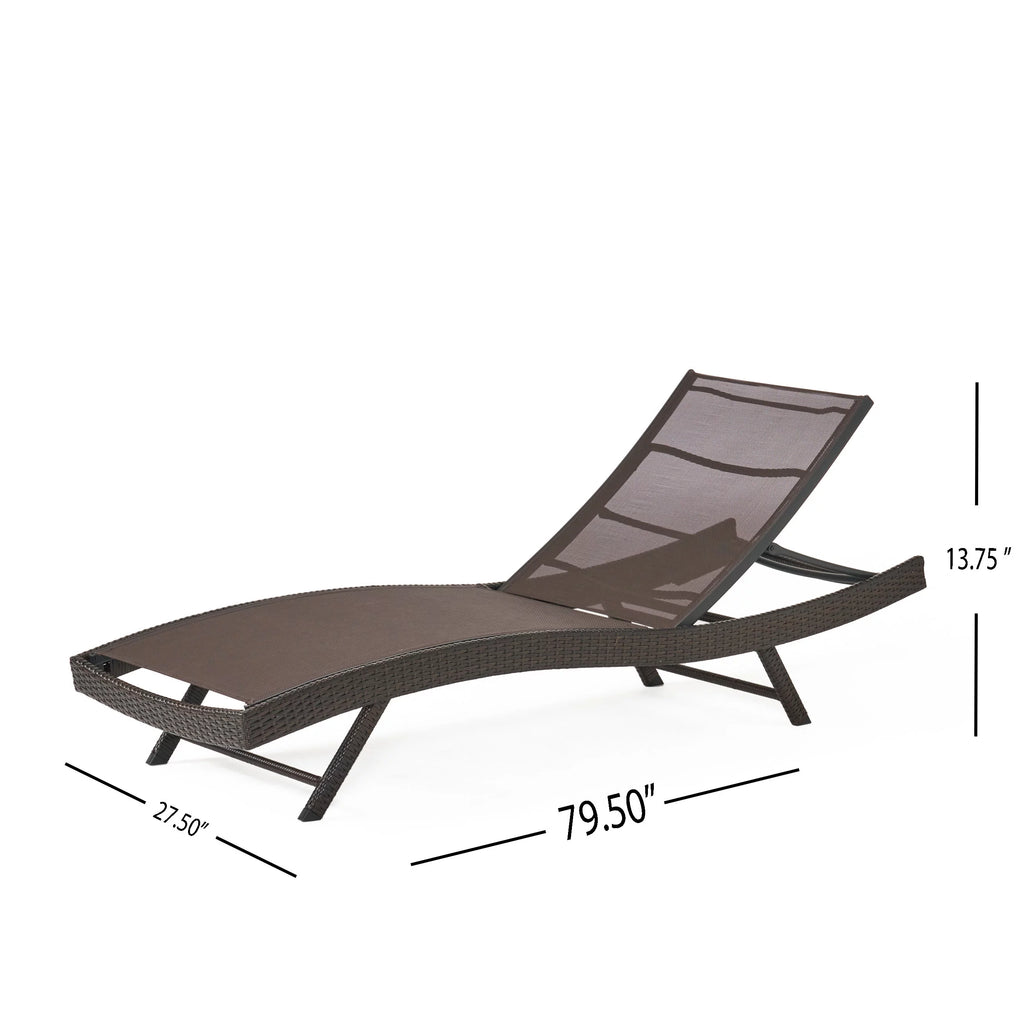 Brown Textilene Chaise Lounge set of 2 M7315