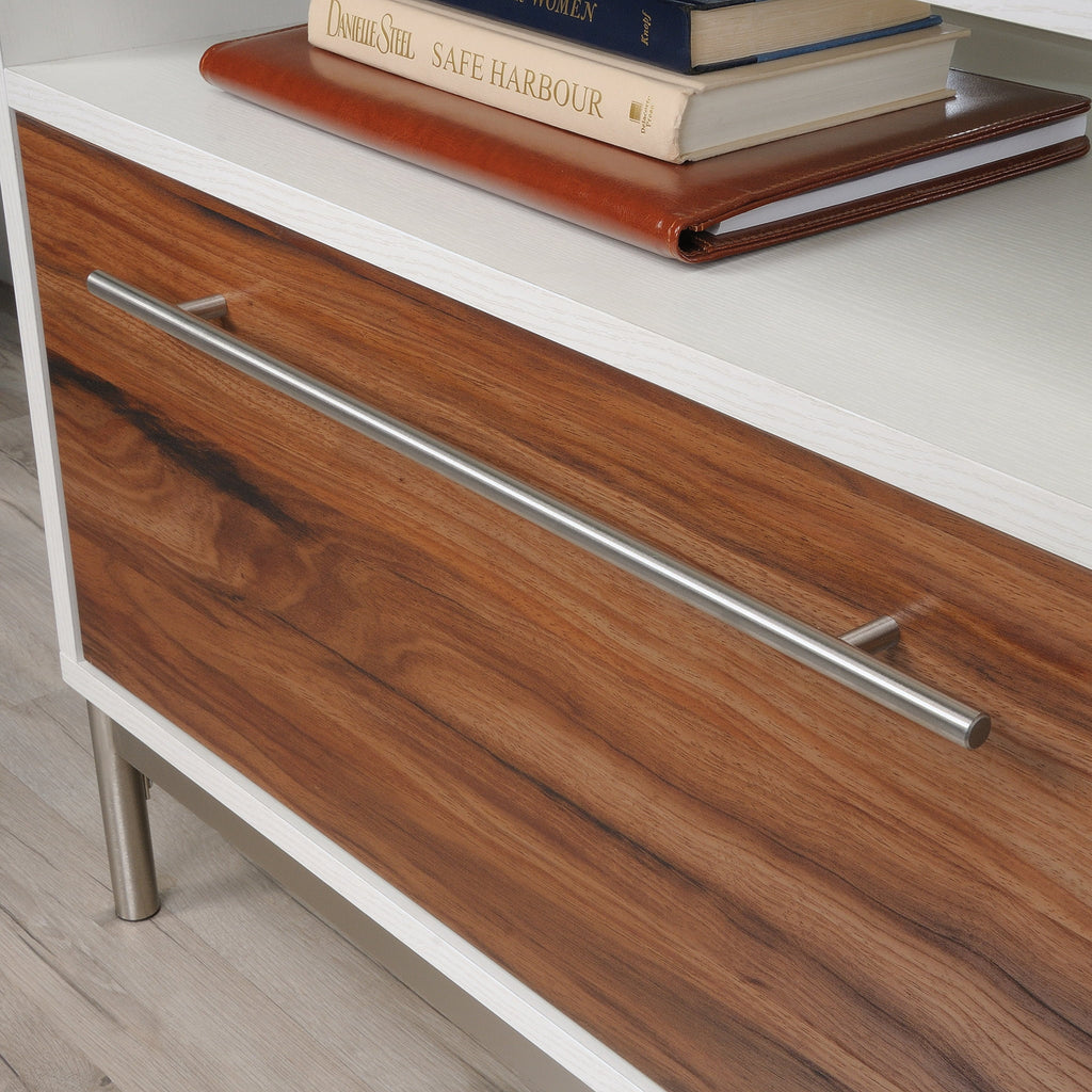Pearl Oak Finish Lateral File Cabinet with Open Storage F2955