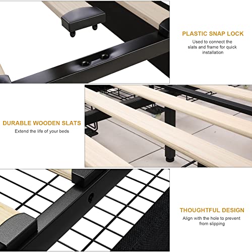 Black Queen Upholstered Platform Bed Frame with 4 Storage Drawers Z80694