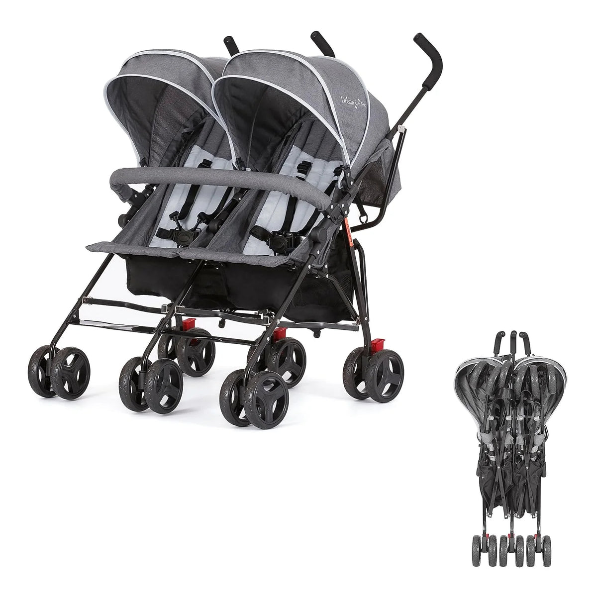 Lightweight Compact Double Umbrella Stroller with Storage Basket and Adjustable Canopy U56710