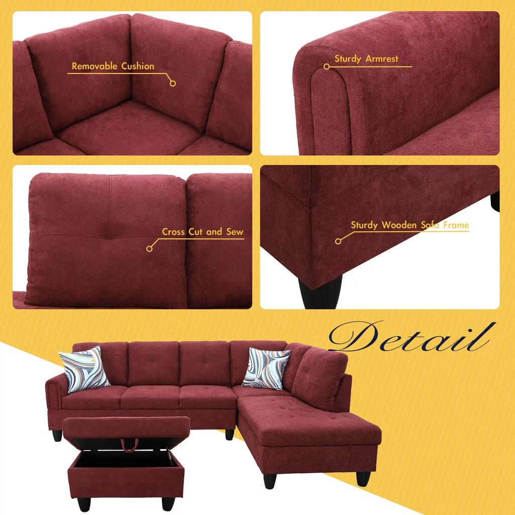 3 Piece Upholstered Sectional Right Hand Facing K3698