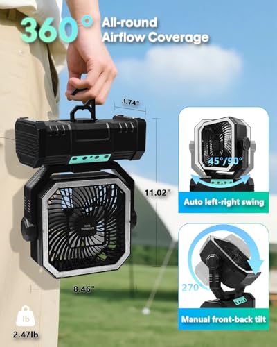 20000mAh Portable Camping Fan with Bluetooth Speaker O4490