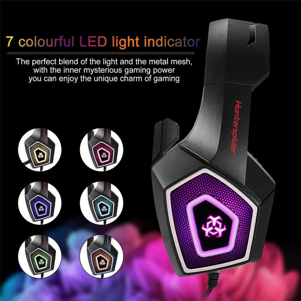 Gaming Headset with Mic, Over Ear 3.5mm Noise Canceling LED Light H894