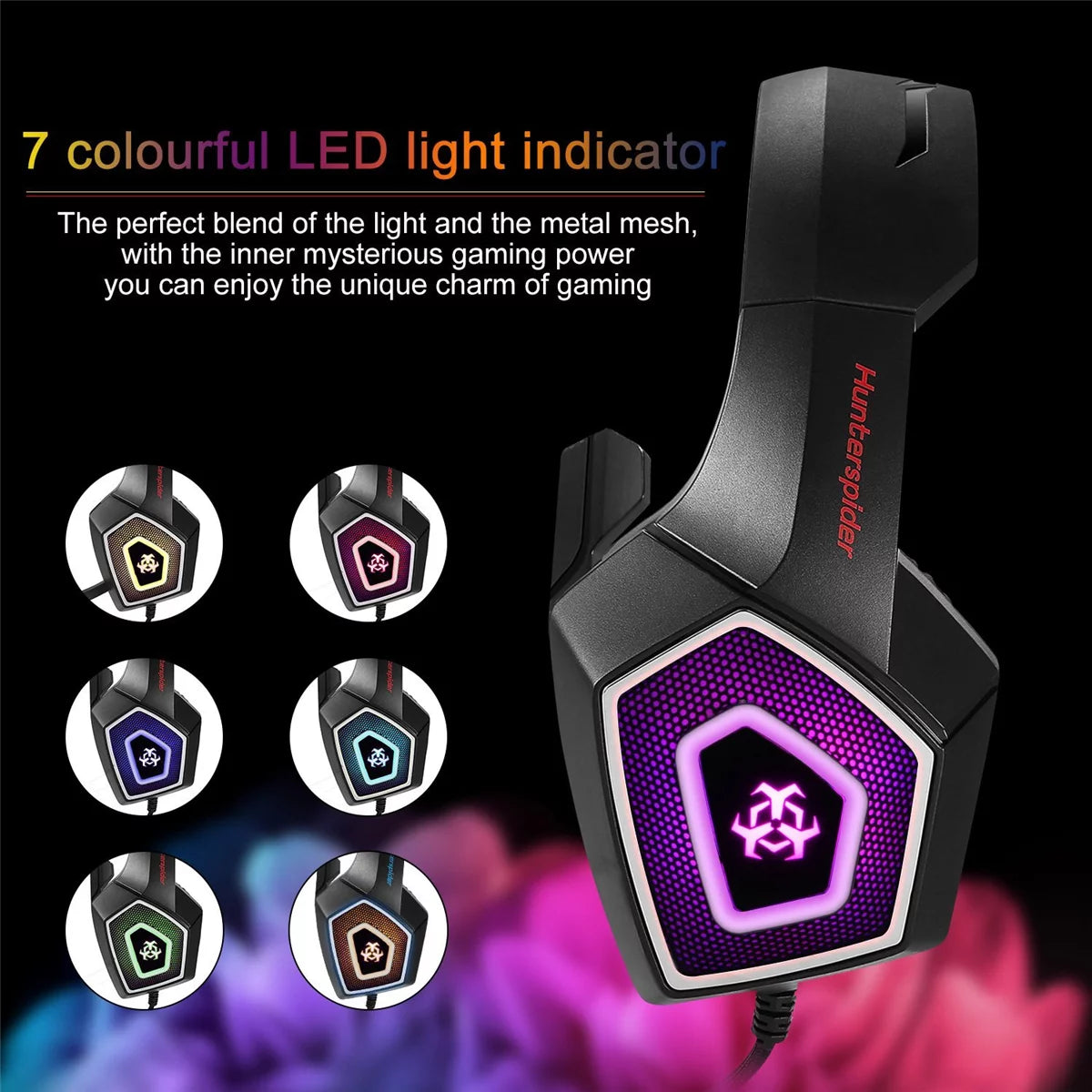 Gaming Headset with Mic, Over Ear 3.5mm Noise Canceling LED Light H894