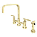 2-Handle Kitchen Faucet with Side Sprayer, Polished Brass F5245