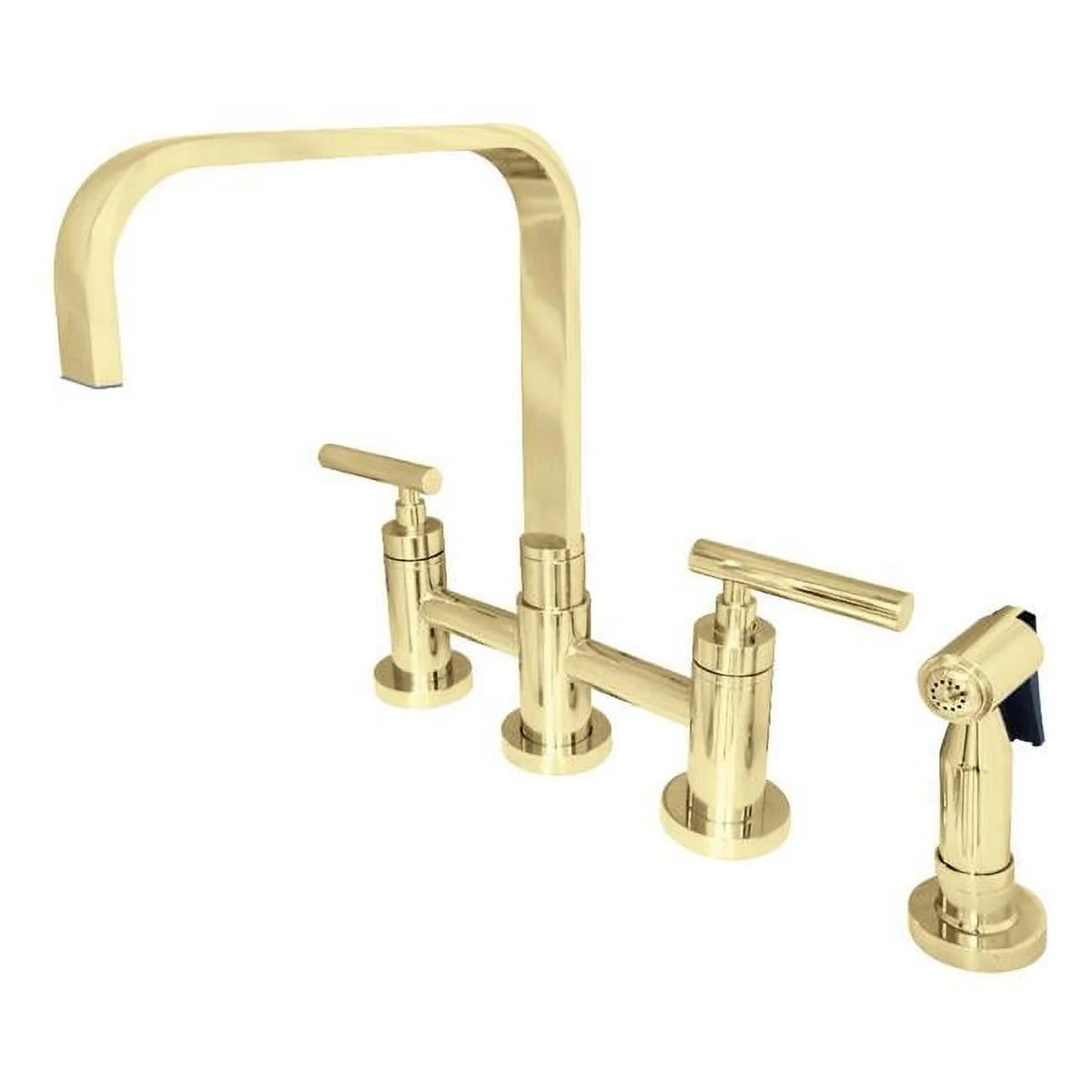2-Handle Kitchen Faucet with Side Sprayer, Polished Brass F5245