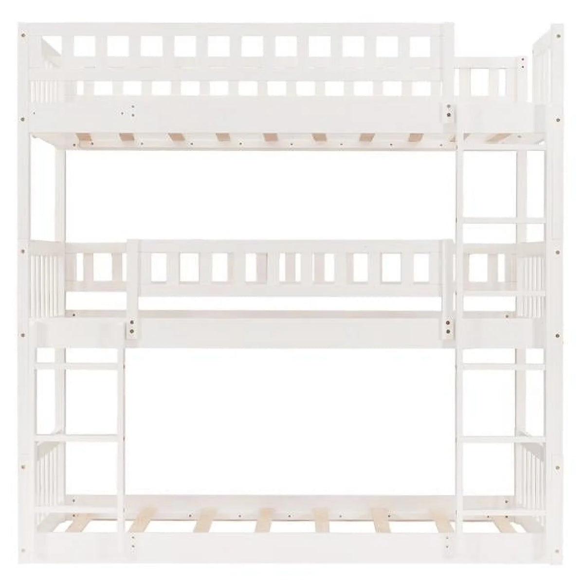 White Twin Size Wood Bunk Bed U12612