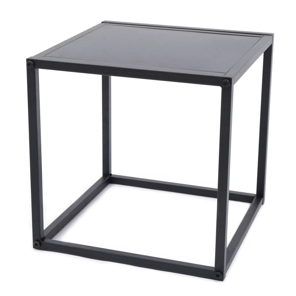2Pcs Modern Square Metal Coffee Table Side Table End Table Matt Black O14826