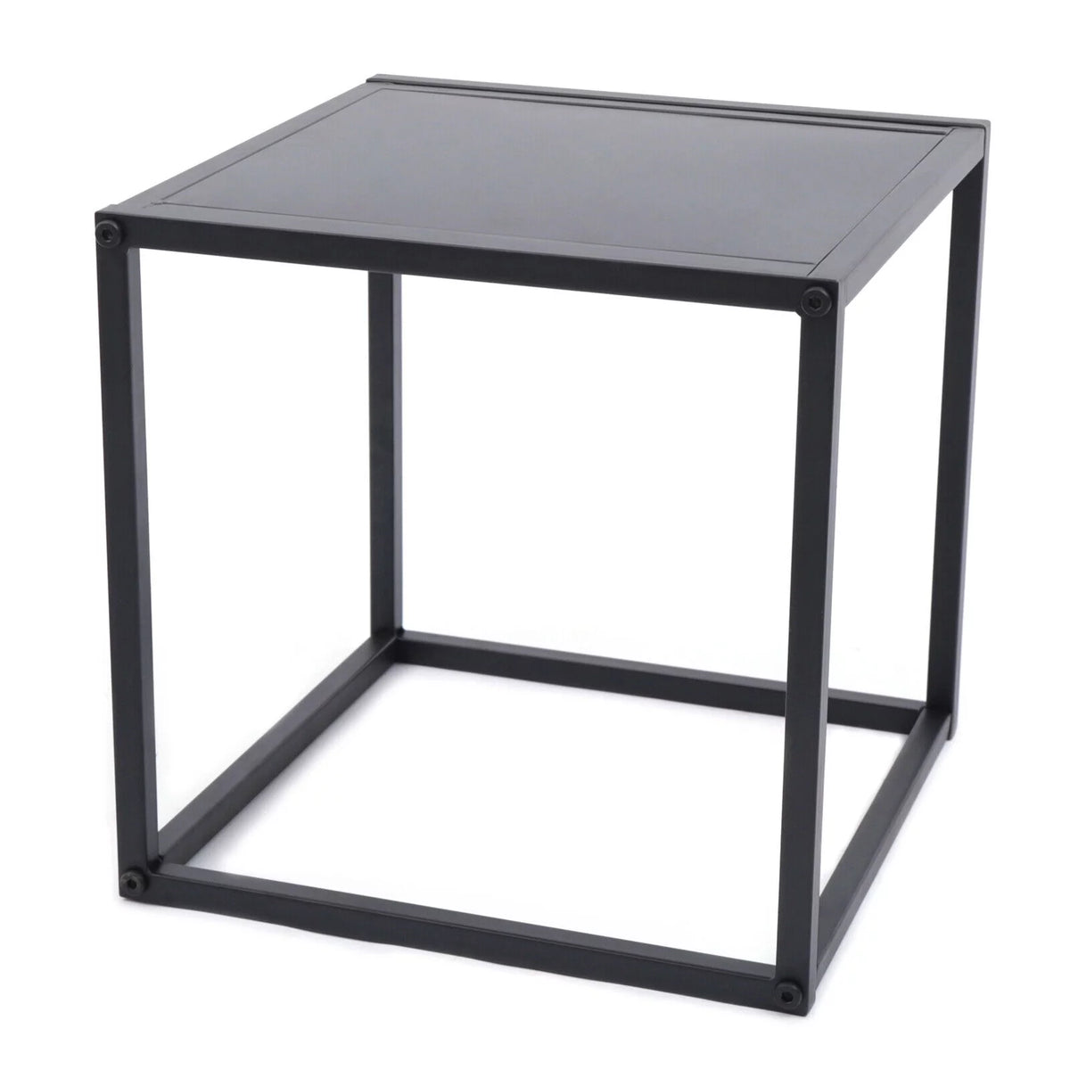 2Pcs Modern Square Metal Coffee Table Side Table End Table Matt Black O14826