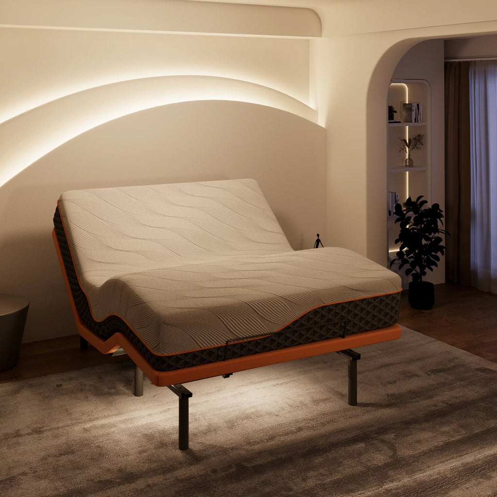 Queen Adjustable Bed Frame with 14 inch Hybrid Memory Foam Mattress Z484909