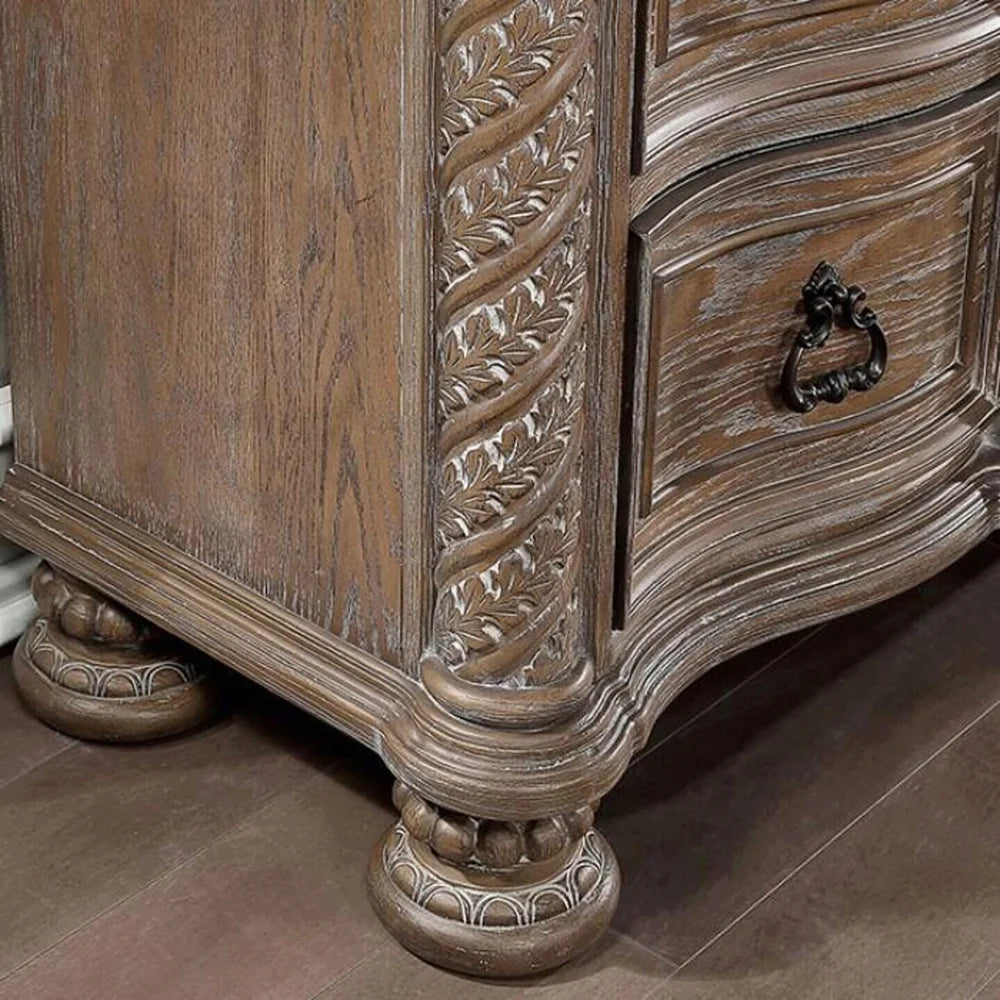Rustic 3 Drawer Solid Wood Nightstand K15420