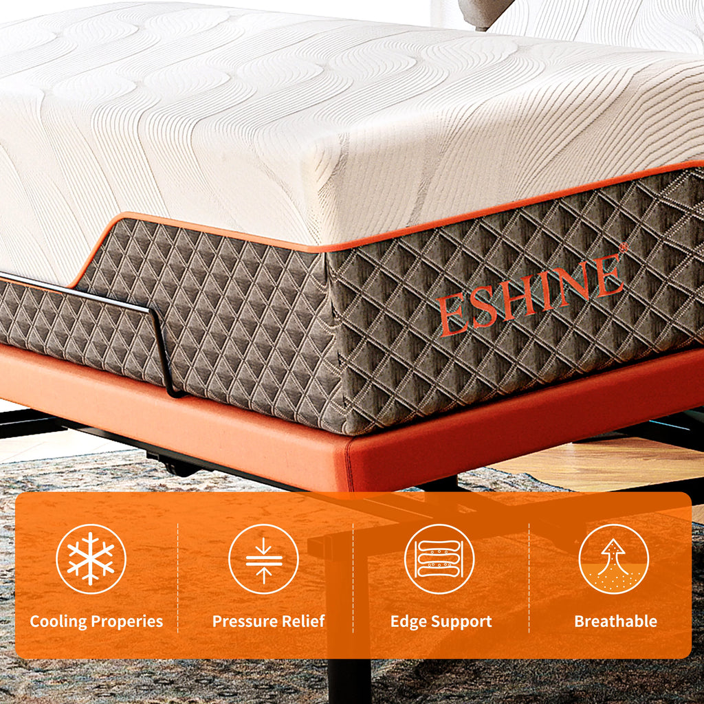 Queen Adjustable Bed Frame with 14 inch Hybrid Memory Foam Mattress Z484909