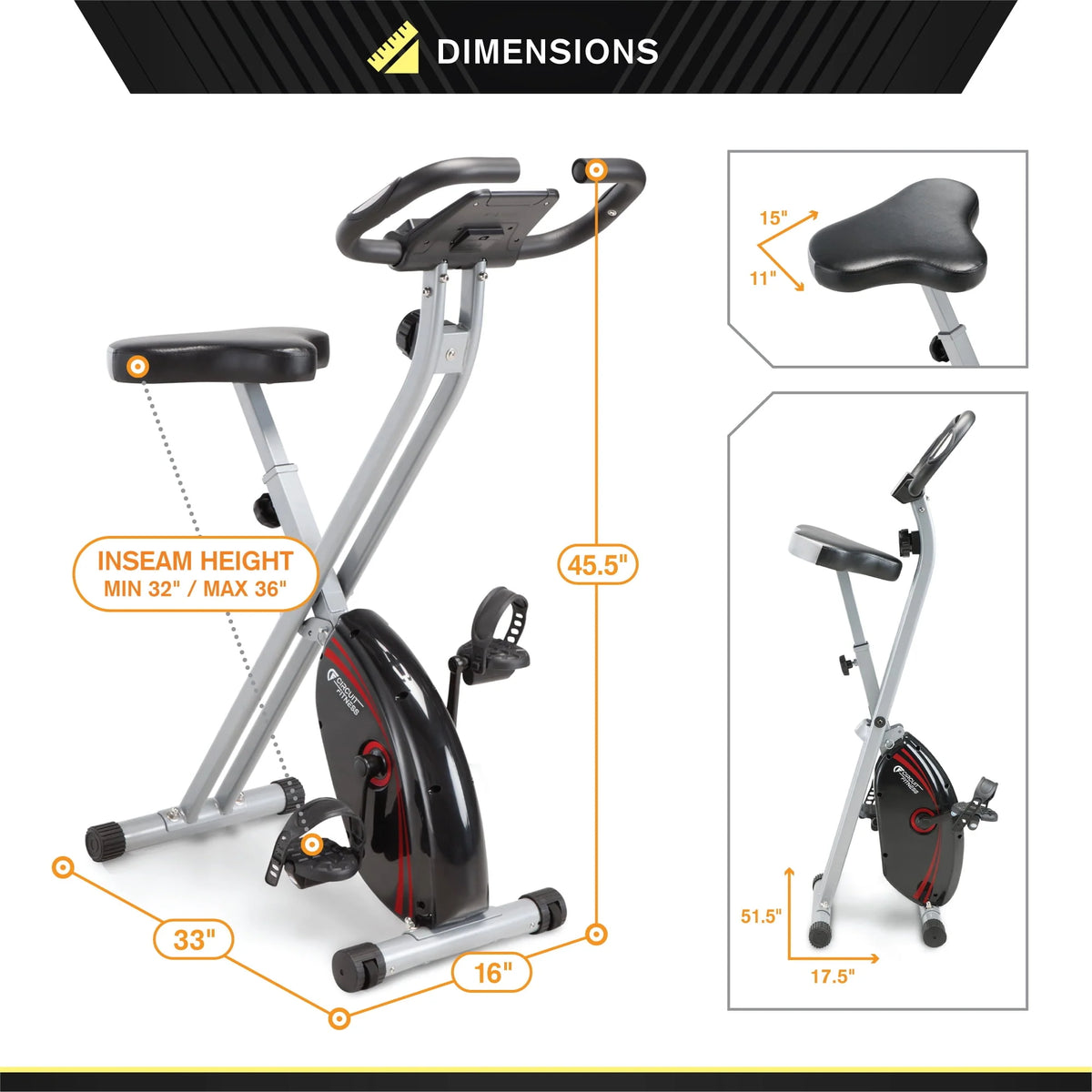 Folding Upright Exercise Bike with Adjustable Resistance L3375