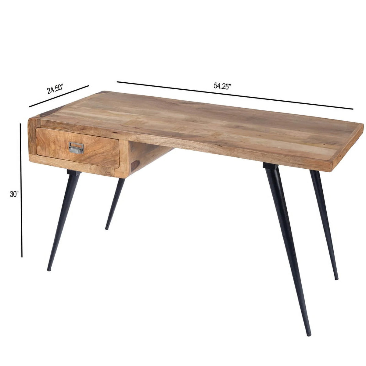 Rustic Industrial Natural Wood and Metal Desk in Brown B703