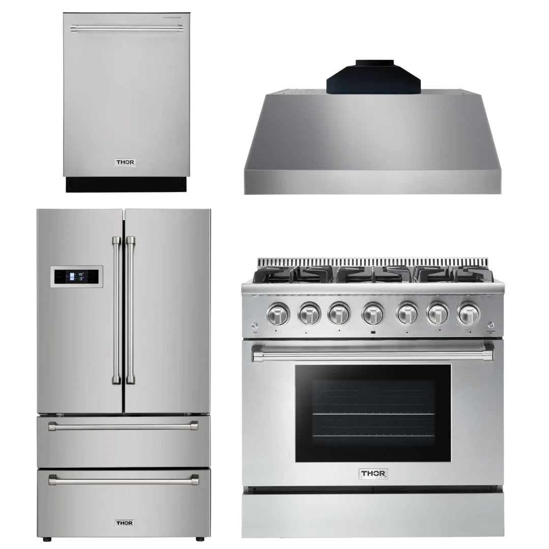 36 Propane Gas Range, Range Hood, Refrigerator, Dishwasher I5677