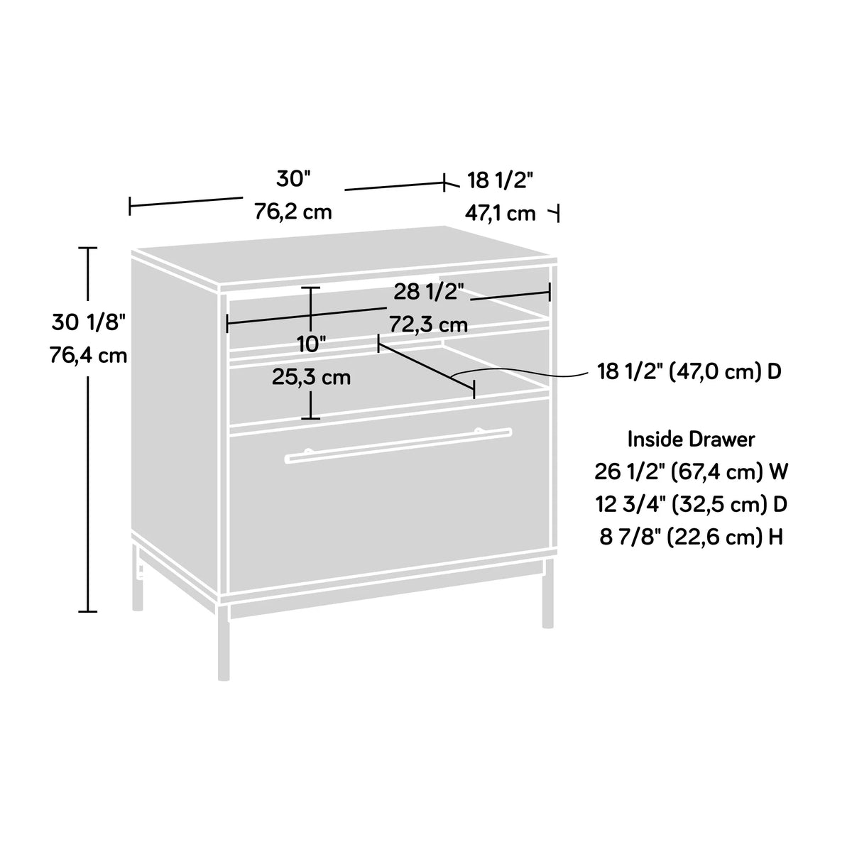Pearl Oak Finish Lateral File Cabinet with Open Storage F2955