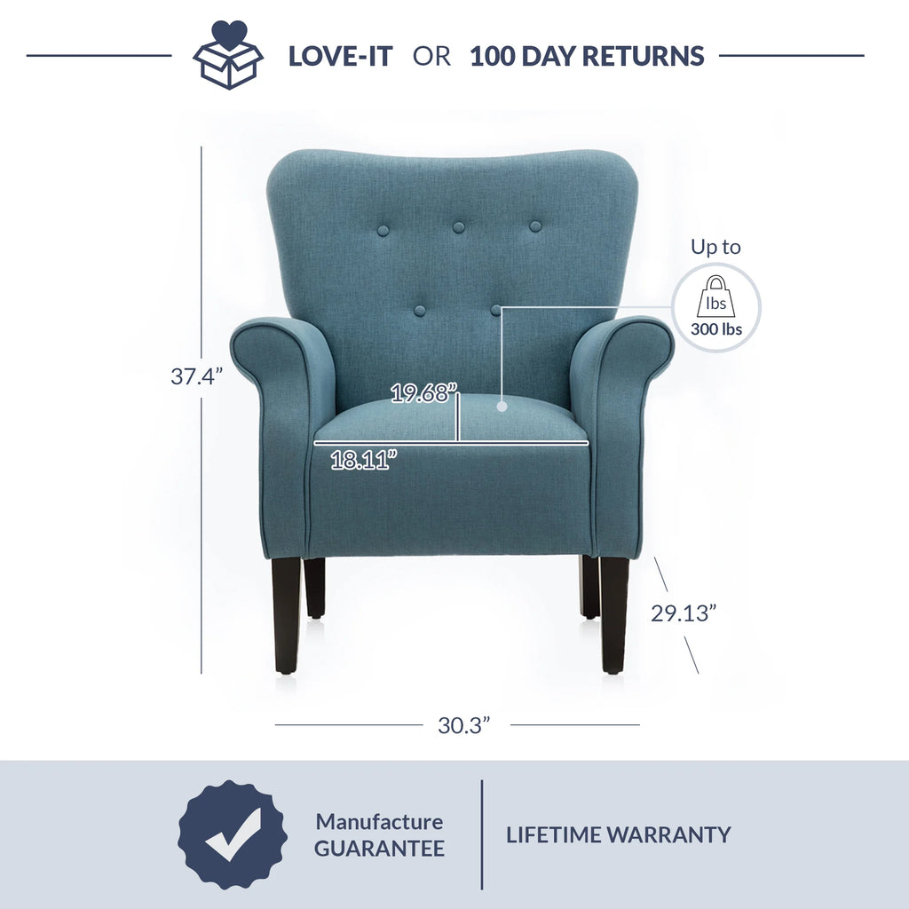 Green Blue Floral Accent Chair H8696