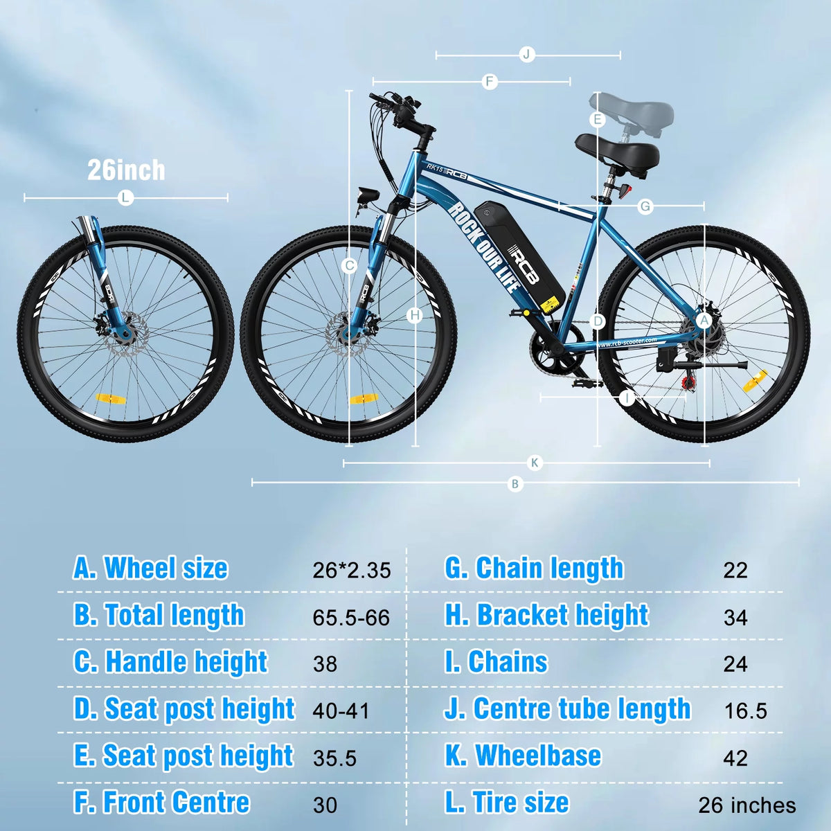 500W 26 Electric Mountain Bike with 36V 12 Ah Removable Lithium-Ion Battery X531482
